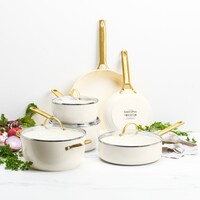 Padova Cream White 10-delige Pannenset met keramische antikleeflaag 10-delige