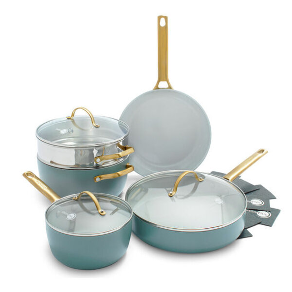 Greenpan Greenpan Pannenset 5-delig Greenpan Padova Smokey Blue Gold