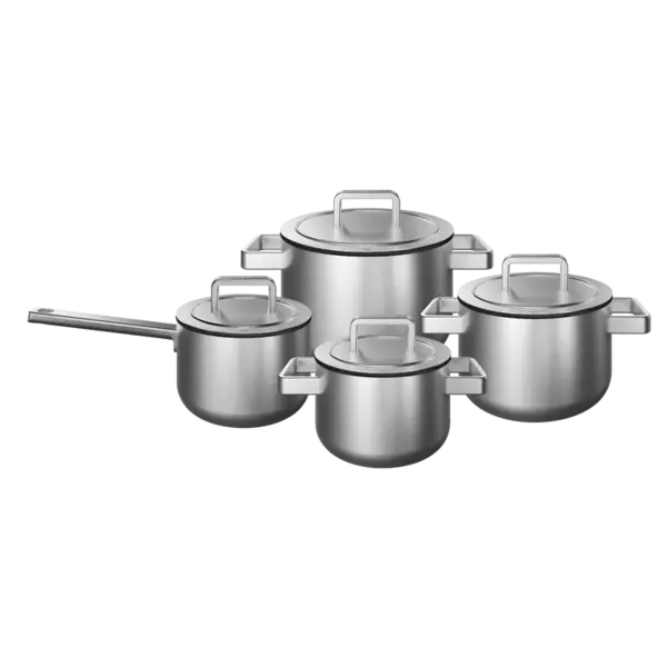 KOQI KOQI Downdraft Pannenset Uma 3-Ply 4-delig - rvs deksels