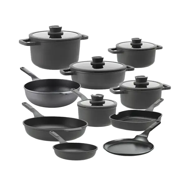 BergHOFF BergHOFF Pannenset Leo Stone+ - 15 Delig - Downdraft met Gratis Serveertang