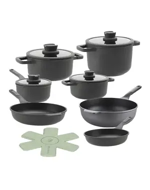 BergHOFF Pannenset Leo Stone+ 11 Delig - Downdraft  met Gratis panbeschermers