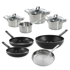 BK Cookware BK Premium+ Pannenset - 8 delig - RVS - Veilig afgietsysteem met gratis panbeschermers