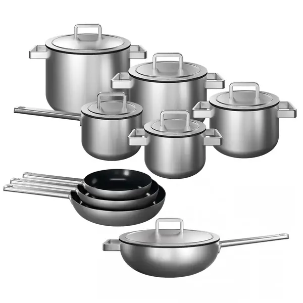 KOQI KOQI Downdraft Pannenset Uma 3-Ply 9-delig - rvs deksels