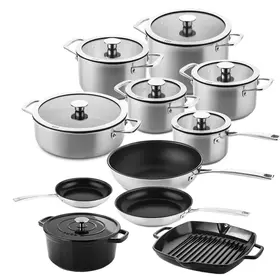 DUCQ DUCQ Downdraft pannenset - 17 delig - met glazen deksels