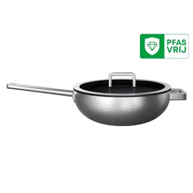 KOQI KOQI Mira Wokpan 3-ply 28cm met glazen deksel