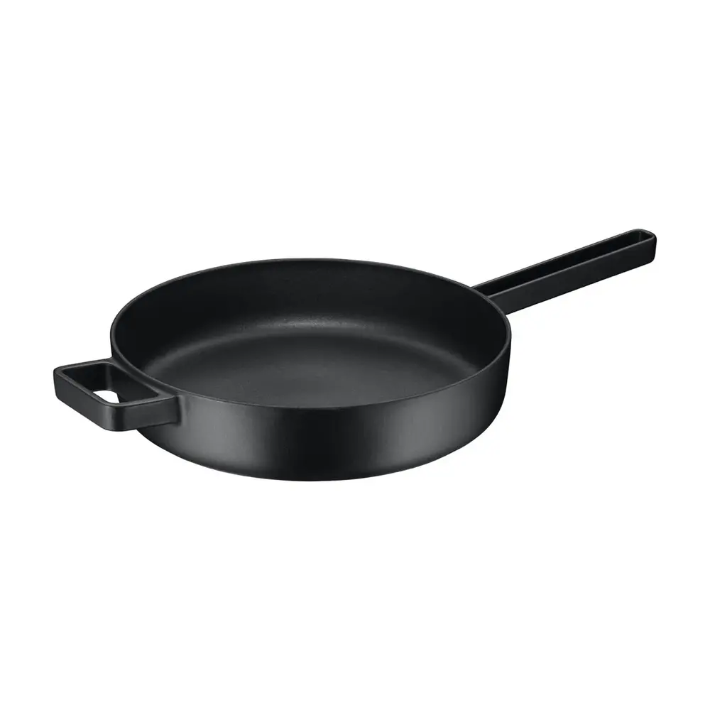 WMF Flavour Braadpan 24 cm, Gietijzeren Braadpan, Inductie, Geëmailleerd Kookgerei, Stoofpan Met Deksel, Condensatienoppen, Moderne Elegantie, Zwart