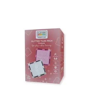 Cleverclixx Glitter Tiles Pack Transparant & Pink 16-delig