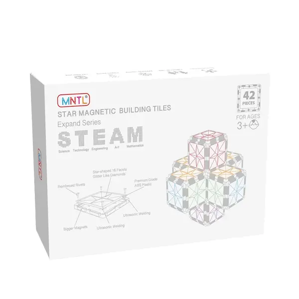 MNTL MNTL Magnetic Tiles Magnetische Tegels Rainbow sterren - 42 stuks