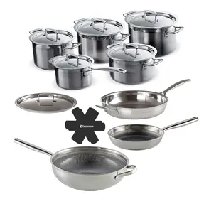 Le Creuset Le Creuset Magnetik RVS Pannenset  5-delig met extra Hybrid wok en koekenpan