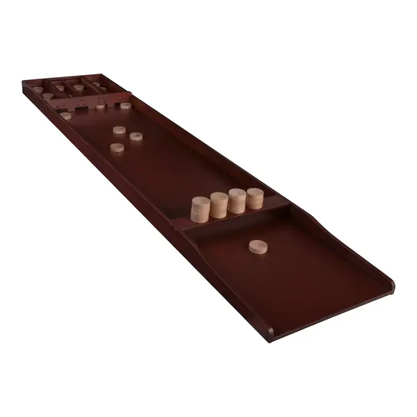 Longfield Games Sjoelbak Advanced Deluxe met 30 Sjoelstenen - Wedstrijdsjoelbak 200 cm - dark finish  - Aanbieding