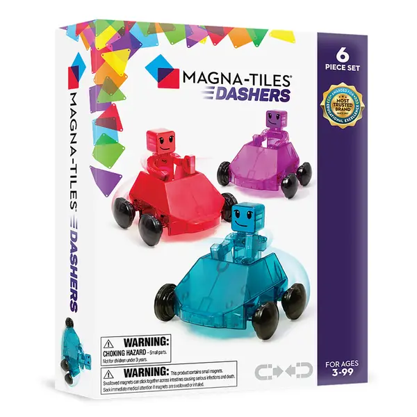 Magna Tiles Magna-Tiles Dashers 6-Piece Set, Speelgoed auto speelset, 3 jaar, Blauw, Paars, Rood