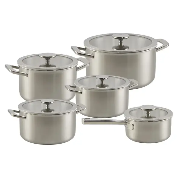 Habonne Habonne Allure Pannenset downdraft 6 delig - 5 ply RVS met glasdeksel