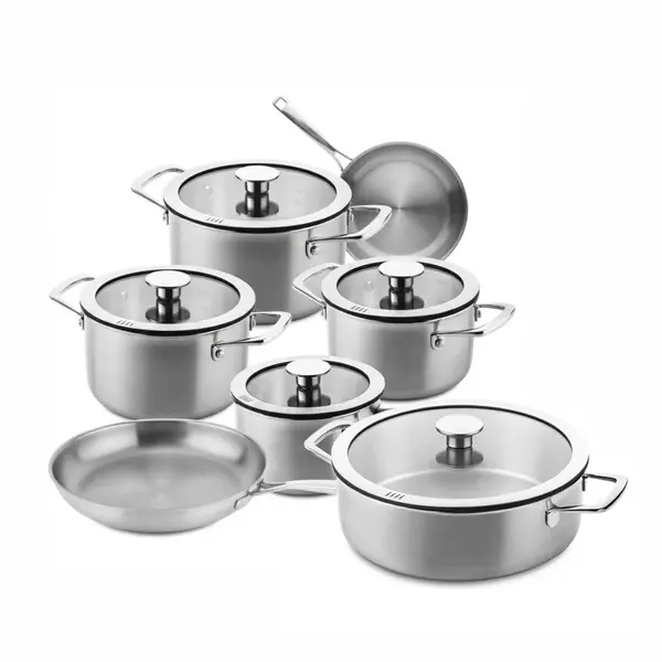DUCQ DUCQ Downdraft pannenset - 12 delig - met glazen deksels