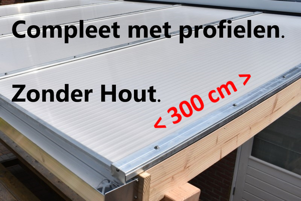 Polycarbonaat complete bovenbouw - Helder - Plaat 300 cm