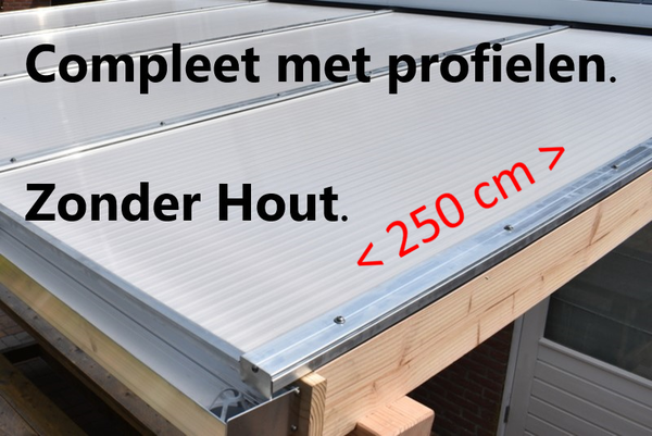 Polycarbonaat complete bovenbouw - Helder - Plaat 250 cm