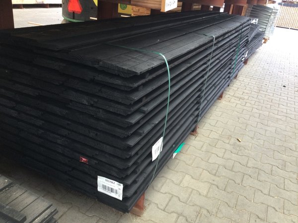 ZWART Gedompeld Zweedsrabat Douglas  breed dikker 1,1-2,7x19,5 cm
