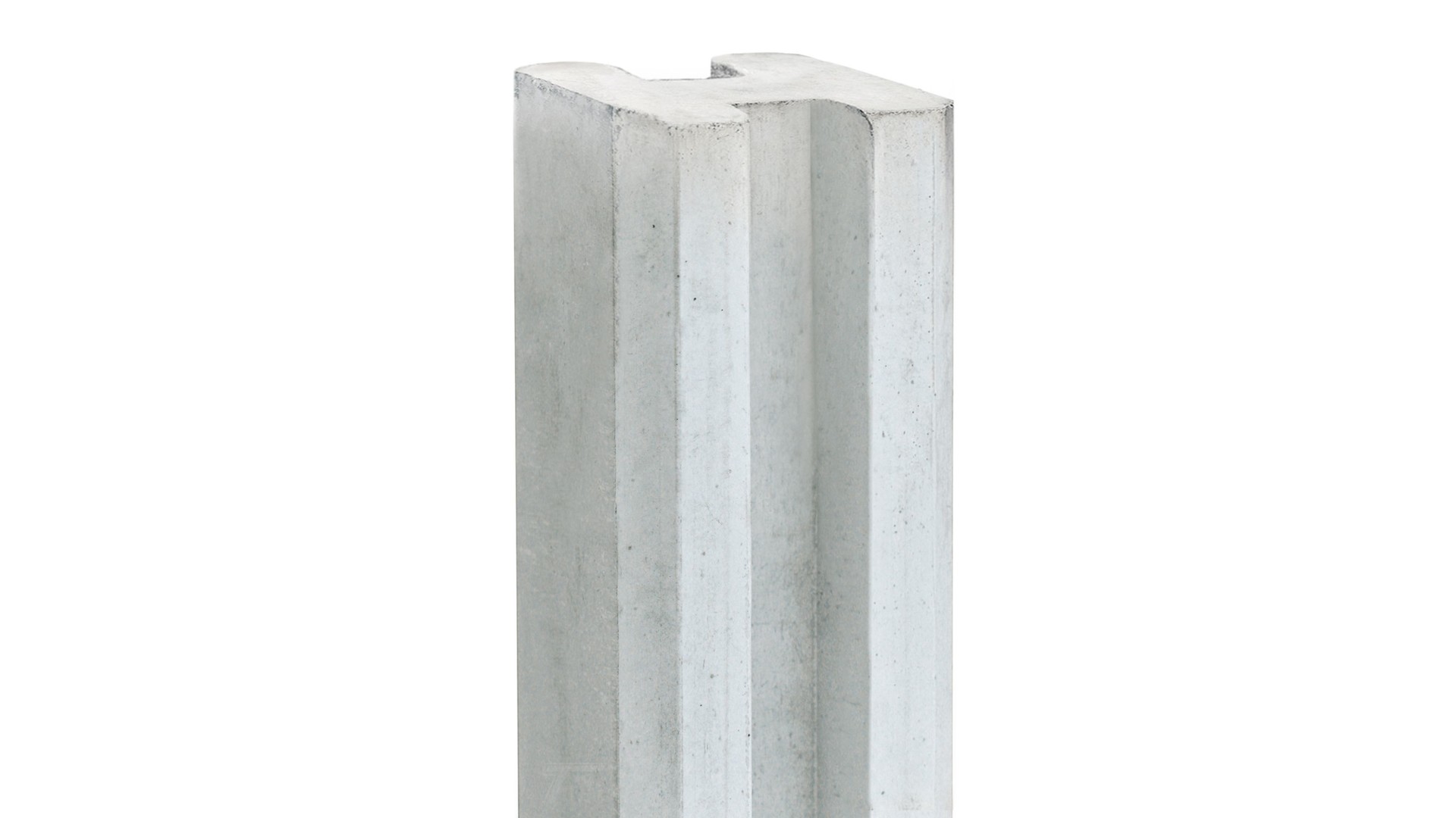 Betonpaal Zaan Wit / Grijs 10x10 275 smalle gleuf voor stapelplank blokhutprofiel