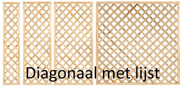 Copy of Houten Trellis met lijst Diagonaal lamellen