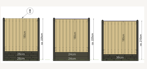 Betonpaal Maas 10x10 308 cm Pyramidekop voor dubbele onderplaat (63 cm)