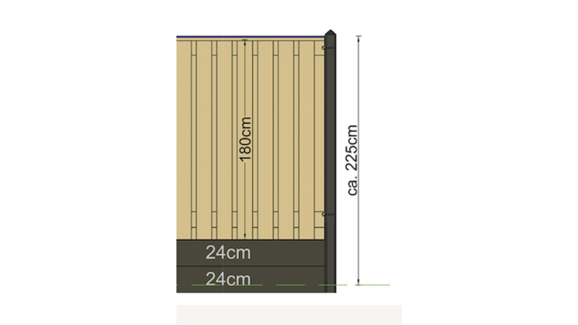 Betonpaal Maas 10x10 308 cm Pyramidekop voor dubbele onderplaat (63 cm)