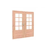 Dubbele deur Douglas hout buitenmaat 168x 201cm met glas en RVS deurbeslag 8 ruits