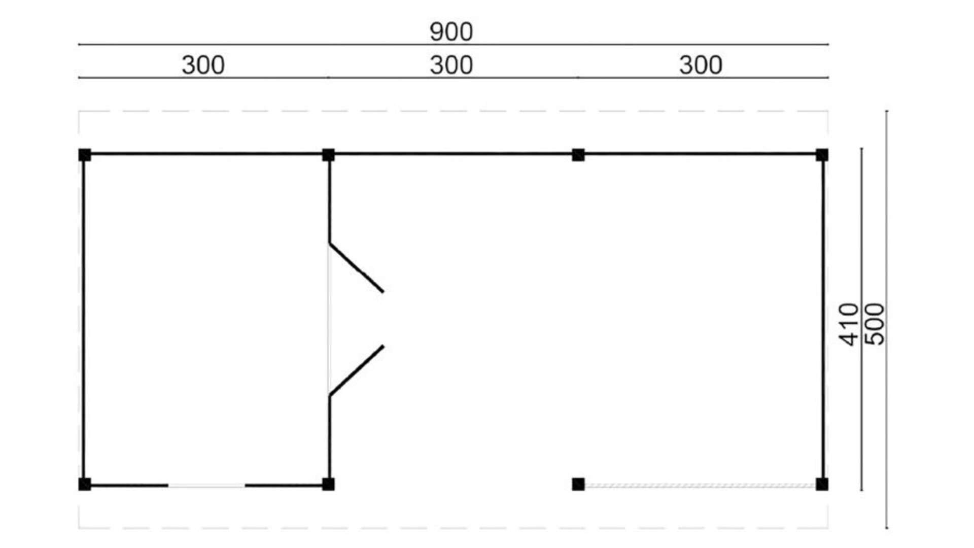 DHZ Plat dak Nijverdal Douglas 900 x 410 cm zwart geïmpregneerd