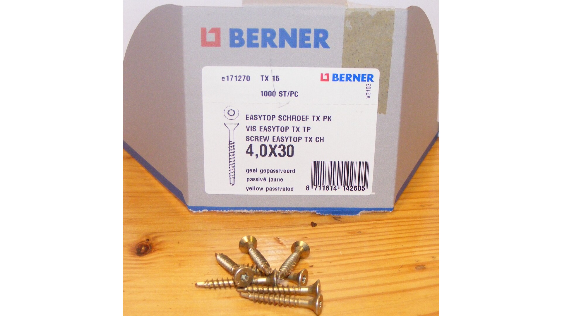 Zolderaanbieding berner 4x30 BOORKOP op=op 1000 st Geelverzinkt