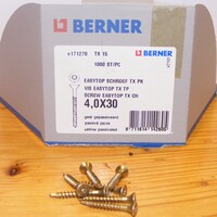 Zolderaanbieding berner 4x30 BOORKOP op=op 1000 st Geelverzinkt