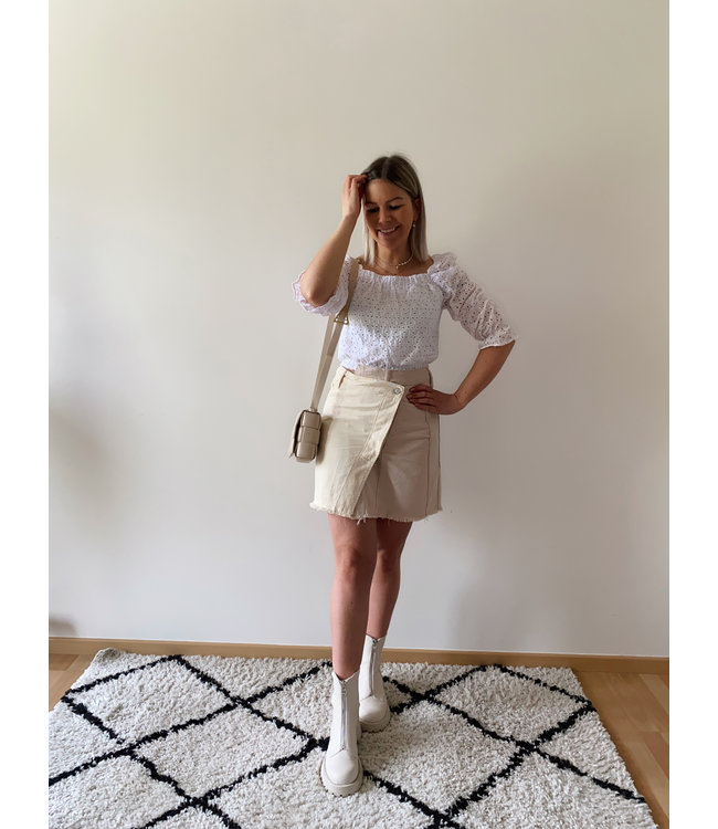 Two-tone  jeans skirt