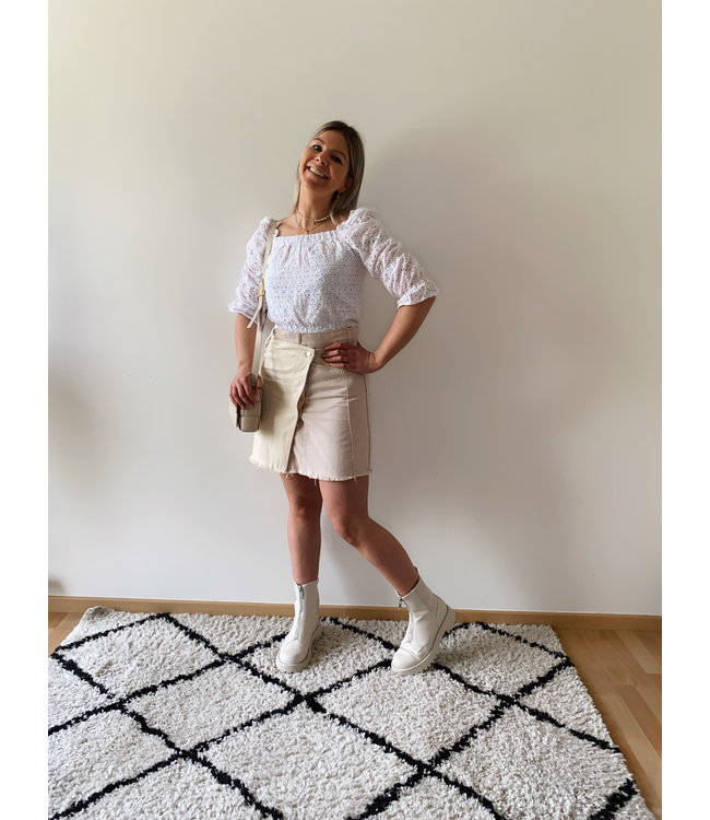 Two-tone  jeans skirt