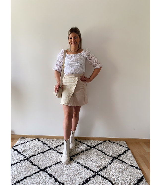 Two-tone  jeans skirt