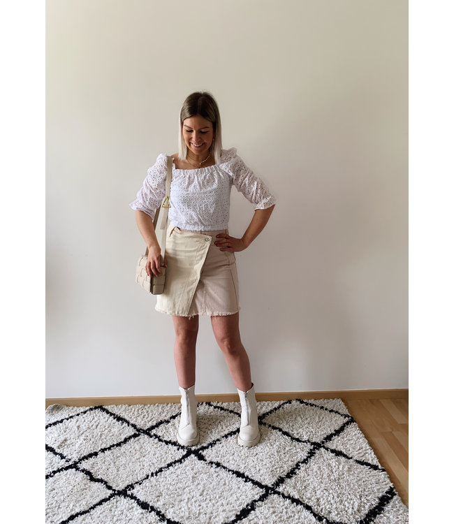 Two-tone  jeans skirt