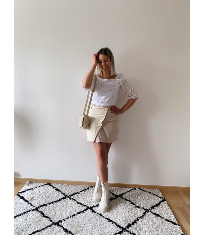 Two-tone  jeans skirt