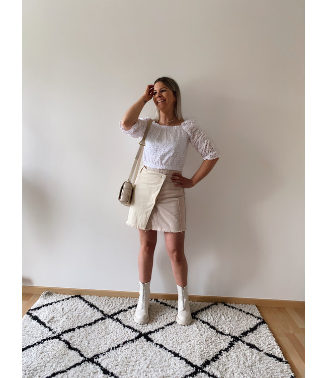 Two-tone  jeans skirt