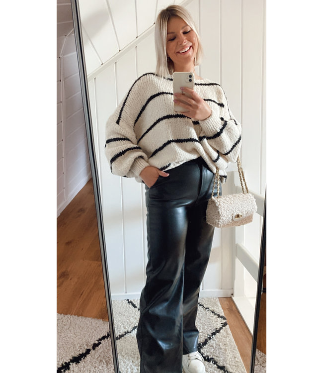 Straight leatherlook pants