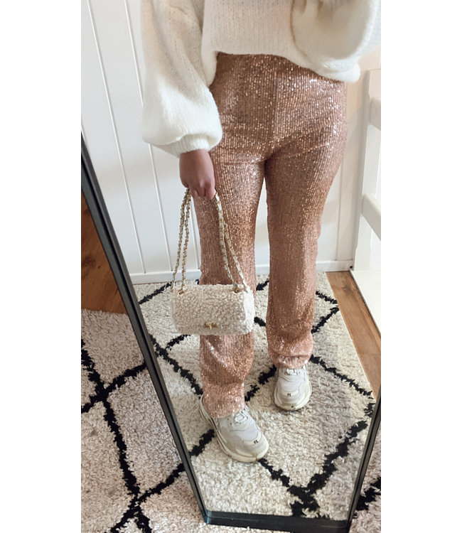 Glitter pants old rose