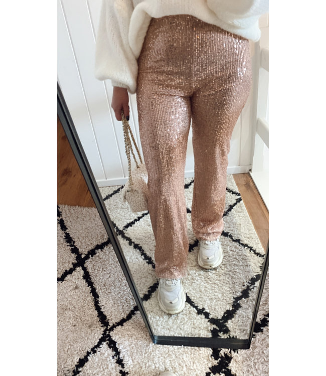 Glitter pants old rose
