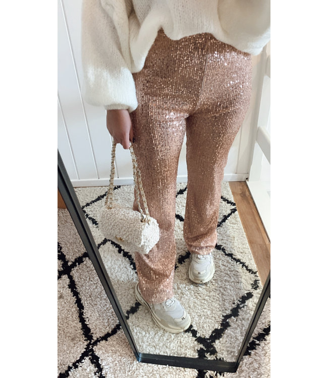 Glitter pants old rose