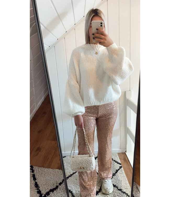 Glitter pants old rose