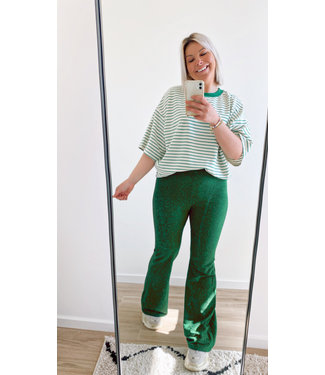 Flared glitter pants green