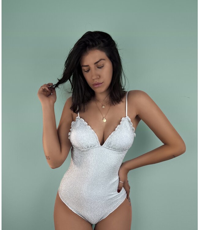 Ruffle lurex swimsuit