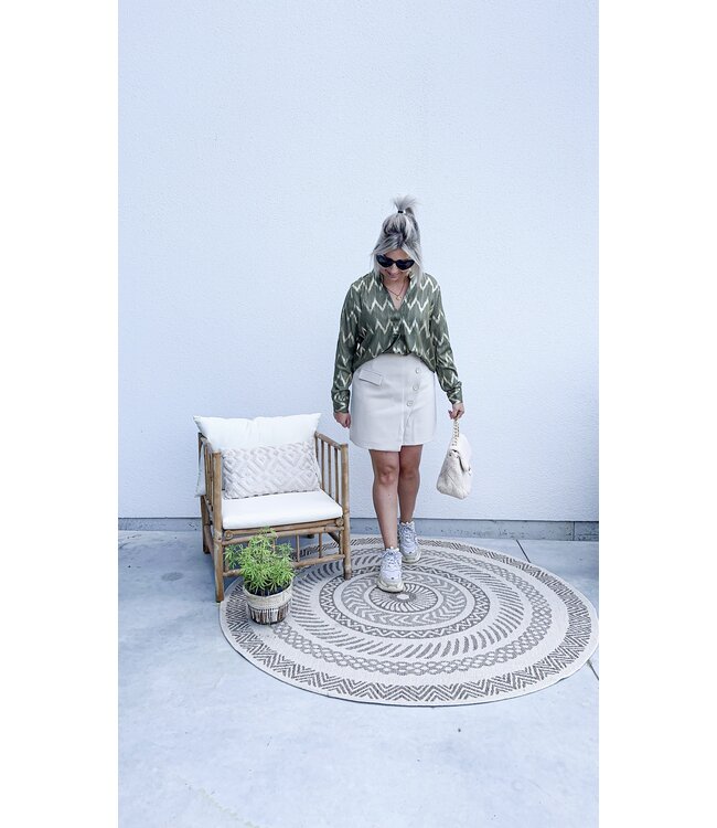 Zig zag blouse khaki