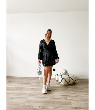 Short sequins dress black