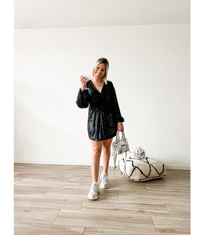 Short sequins dress black