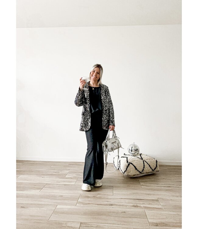 Flared lurex pants black