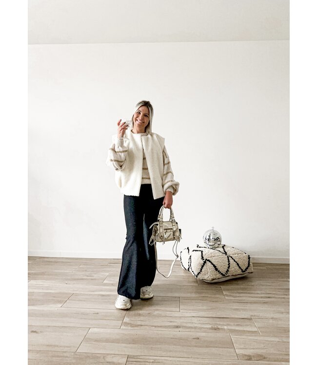 Flared lurex pants black