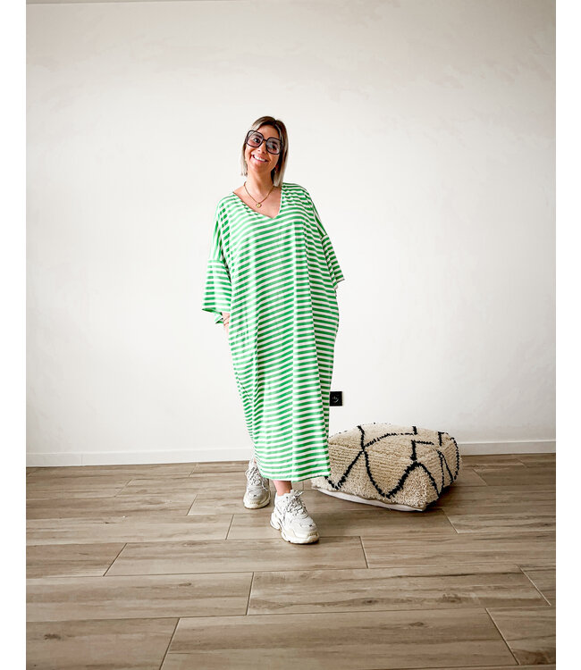 Oversized striped long dress green