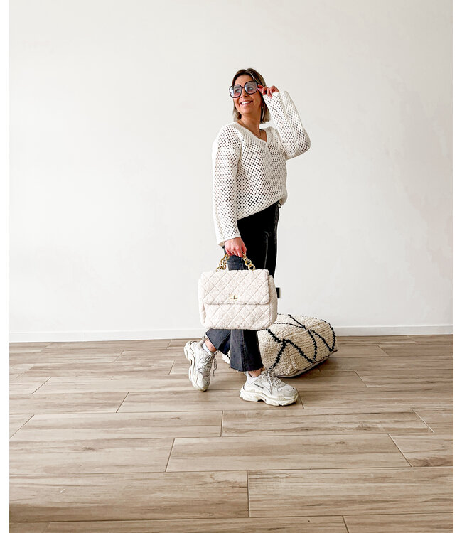 V-neck sweater white