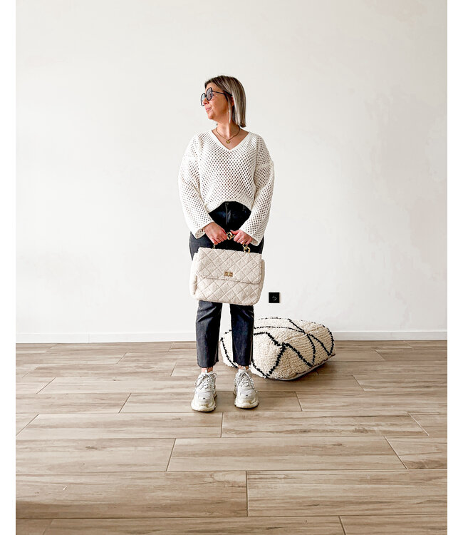 V-neck sweater white