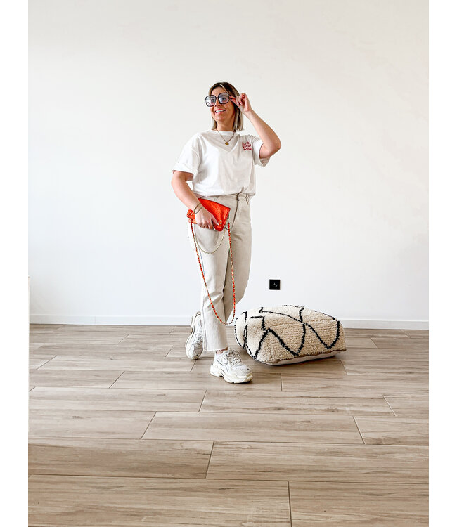 Cropped flared pants beige